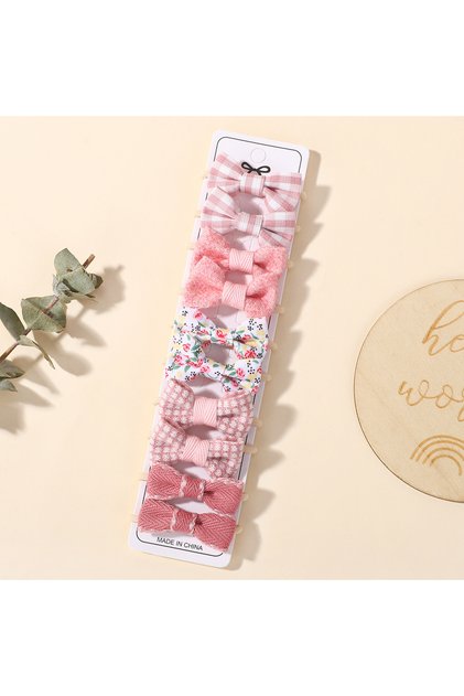 FQ5060-10o 10Pcs Girls Fresh Bowknot Head Rope Sweet Printing Double Ponytail Hair Ties Bands Head S