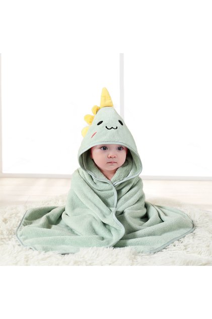 Green dinosaur Newborn Baby Bath Towel Cartoon Baby Swaddle Kids Bathrobe Fleece Blanket Warm Sleepi