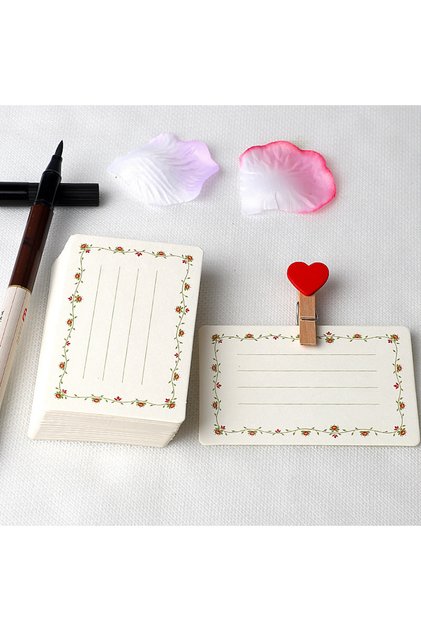 20Pcs F 20/40Pcs Blank DIY Card Chinese Style Paper Small Card Word Flower Pattern Greeting Card For