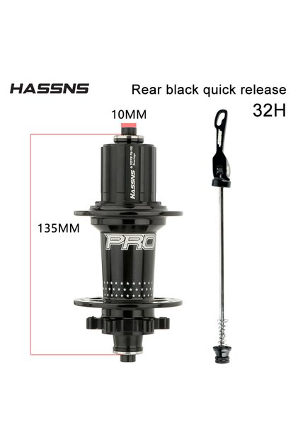 PRO7 Black Rear HASSNS PRO7 Mtb Hub 32 24 Holes Bearing Mountain Bike Freehub Rear Hub 32h 24h Noisy