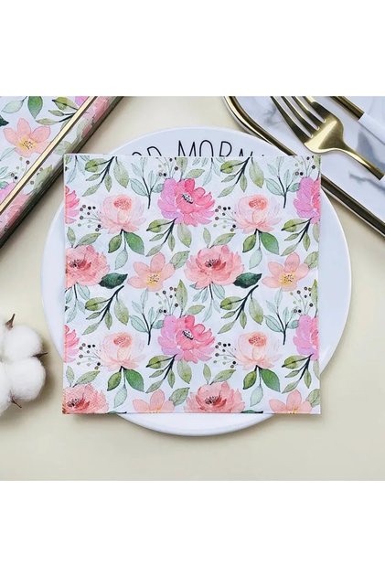 20pcs 20pcs/Pac Flower Printed Paper Napkin Birthday Wedding Party Table Setting Paper Cafe Mouth Cl