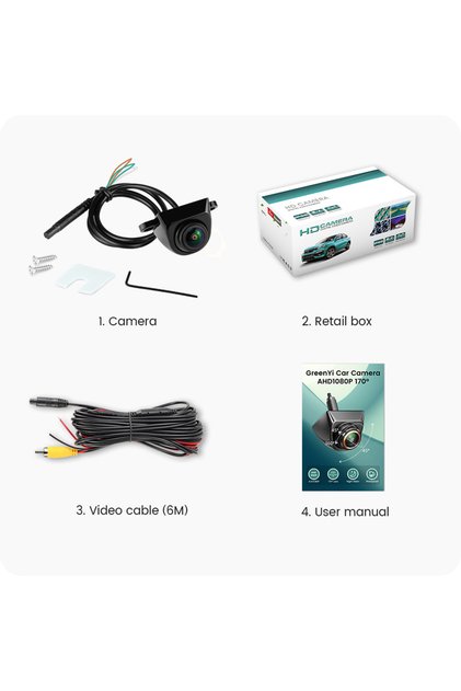 AHD1080P Black GreenYi AHD 1920x1080P Car Rear View Camera Full HD Night Vision 170° Fisheye Lens Ve