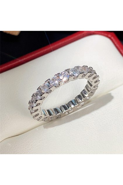 6 F1236 Huitan Fashion Contracted Design Women's Ring with Brilliant White Cubic Zirconia Wedding Pa