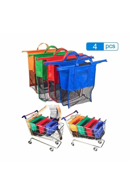 1 set 4Pcs/set Foldable Cart Trolley Supermarket Shopping Storage Bags Reusable Eco-Friendly Grocery