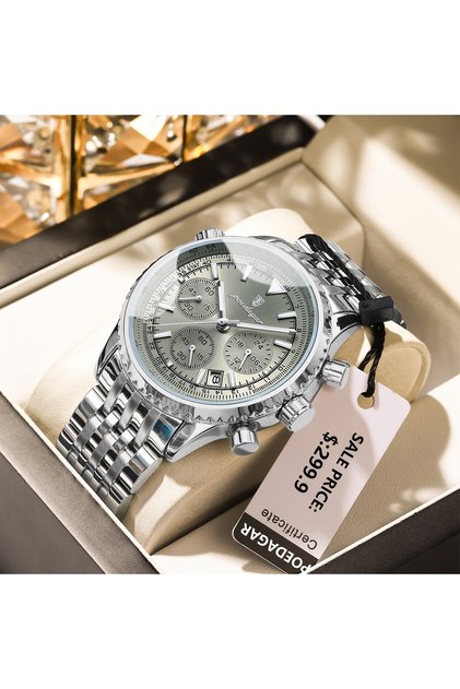 960 Silver GunColor Luxury Watches For Men Date Chronograph Stainless Steel Man Watch Waterproof Lu