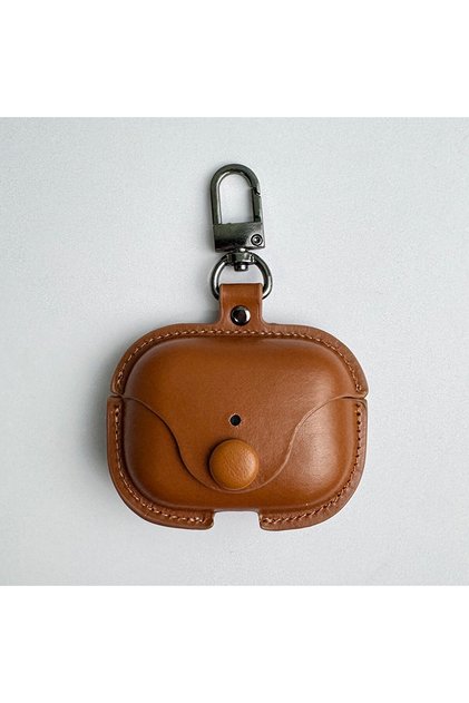 for AirPods Pro 3 Light Brown Luxury Classic Business Retro Button PU Leather Case for AirPods Pro 1