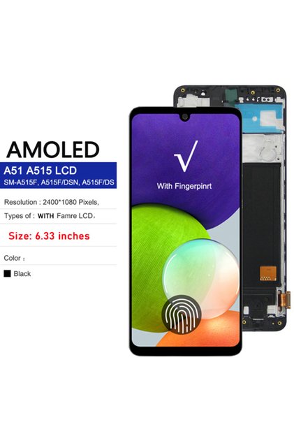 شاشة AMOLED بإطار A51 لهاتف Samsung Galaxy A51 LCD مع محول رقمي بشاشة تعمل باللمس OLED لهاتف Sam
