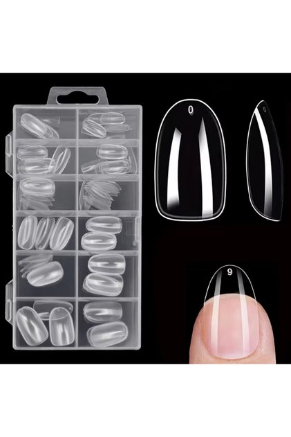 Short Circle 120 120-Piece Clear Nail Sticker Set, Including 12 Sizes Such as Square, Oval, Pointed,