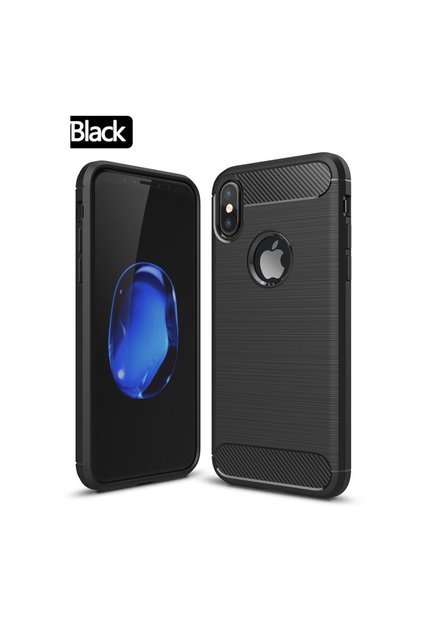 جراب من ألياف الكربون الأسود لهاتف iPhone X XS، غطاء سيليكون فائق النحافة لهاتف iPhone X XR XS MAX