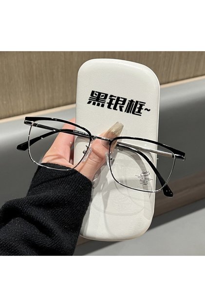 Silver 0 Anti blue light 0-0.5-1.0-6.0 Myopia Glasses Rectangular Half Frame Anti Blue Light Versati