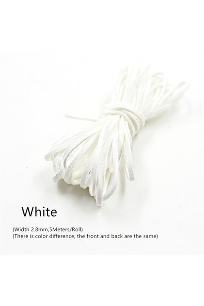 3MM 5Meters White 3MM 5M Micro-Fiber Flat Leather Lace Beading Thread Faux Suede Cord String Velvet