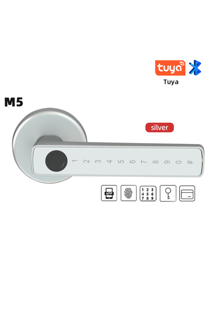 RAYKUBE M5 Silver RAYKUBE M5 Tuya BLE Fingerprint Door Lock Digital Electronic Lock with Password/Ke