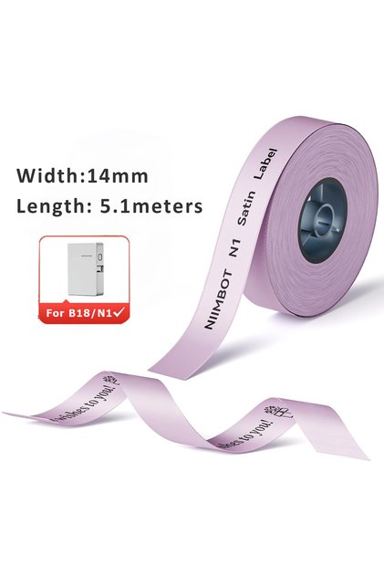 purple satin NIIMBOT N1/B18 Satin Ribbon Label/Special Carbon Ribbon for Birthday Gift Wedding Bless
