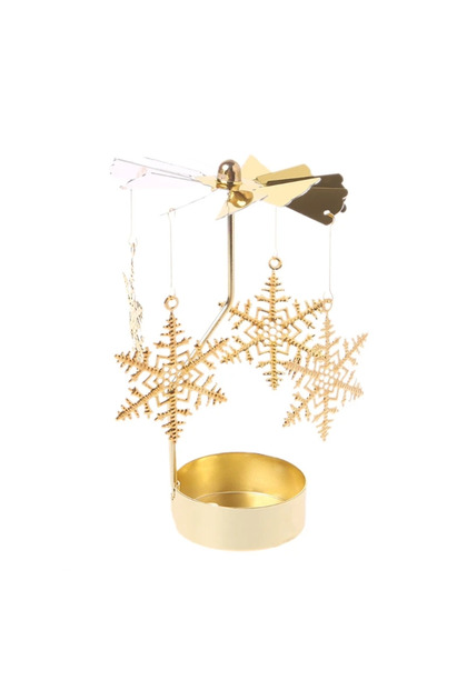 Snowflake 1pc Metal Hot Rotating Candle Holder Christmas Rotating Candle Holder Dinner Party Wedding