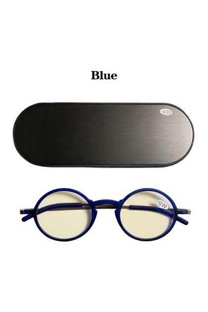 +200 BLUE Sighttoo Ultra-Thin Portable TR90 Presbyopic Eyeglass With Magnetic Case Men Women Space A