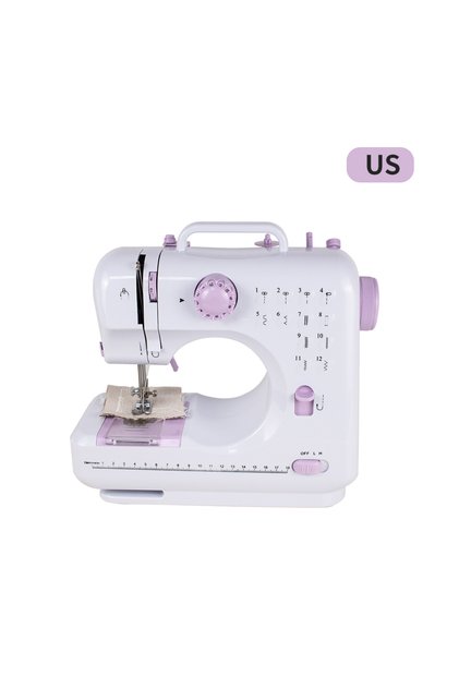 US Plug Portable Mini Electric Sewing Machine for Beginners 12 Stitches Foot Pedal Night Light Speed