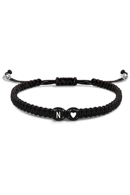 N 26 Letters Initial Heart Bracelets Handmade Adjustable A-Z Name Braided Bracelets For Women Men F.
