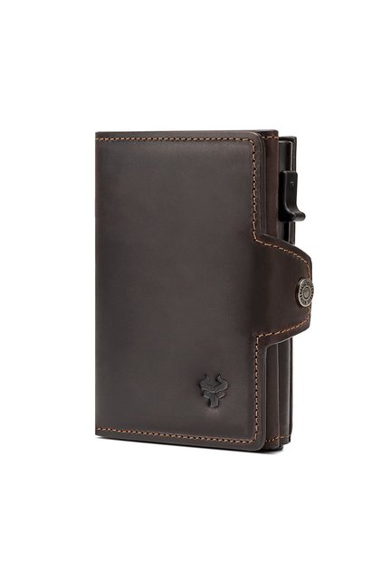 coffee HUMERPAUL Smart Pop Up Card Wallet for Men RFID Genuine Leather Card Case Slim Women Zip Coin