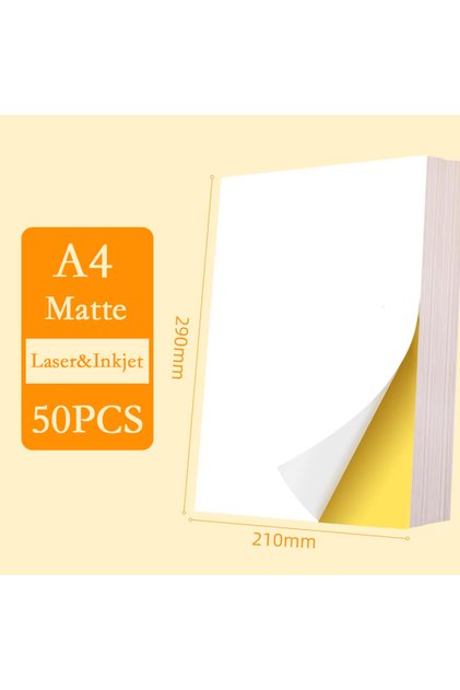 A4 Matty 50PCS A4/A5 20/50pcs White Self-Adhesive Paper Sticker Matte Glossy Surface Paper Sheet for