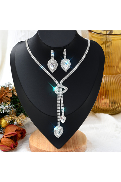 4081 1 Set Of Fashionable Copper Inlaid Claw Chain Necklace, Earrings, Jewelry Set, Women's Wedding