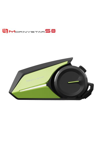 سماعة رأس بلوتوث لخوذة الدراجات النارية من Green Mornystar S8 Intercom مزودة بخاصية مشاركة الموسيقى FM وخاصية الاتصال بالخوذة
