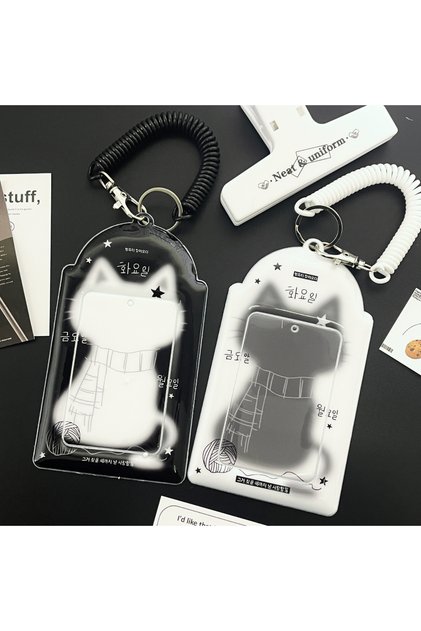 H B Cat and Rope Cute Black And White Kitty Card Holder Kpop Cute Cat'S Ears Pumaterial Apply To 3-3