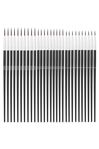 Black 30pcs 20/30Pcs Set Painting Brushes Art Round Flat Nylon Hair Paint Brush for Oil Acrylic Wate