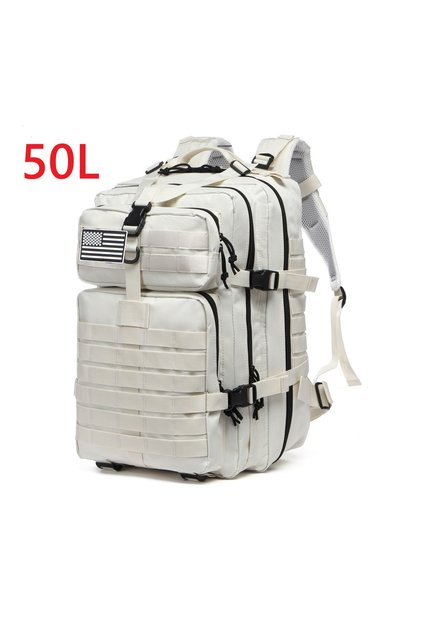 50L (White) 25L/50L 1000D Nylon Waterproof Trekking Fishing Hunting Bag Backpack Outdoor Rucksacks T