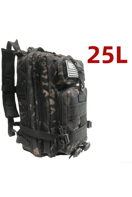 25L (Camo black) 25L/50L 1000D Nylon Waterproof Trekking Fishing Hunting Bag Backpack Outdoor Rucksa