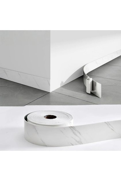 5mX10cm Venice White 1pc 10cm X 5m PVC Self-Adhesive Marble Baseboard Sticker - Waterproof Skirting