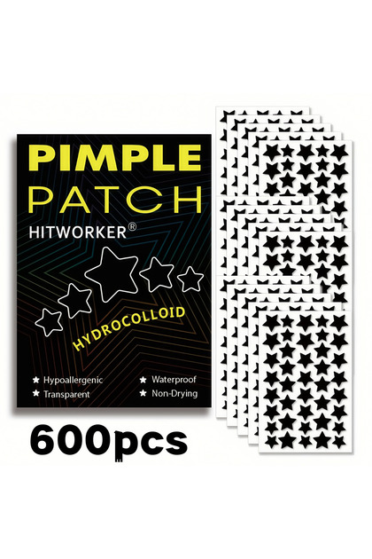 600pcs 600 Pimple Patches | Trendy, Celebrity-Inspired Concealer, Absorbent, and Anti-Acne | Black S