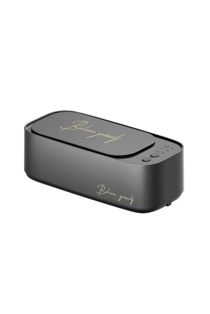 جهاز تنظيف بالموجات فوق الصوتية يعمل بمنفذ USB، أسود اللون، جهاز اهتزاز عالي التردد، متعدد الأغراض لتنظيف المجوهرات والساعات.