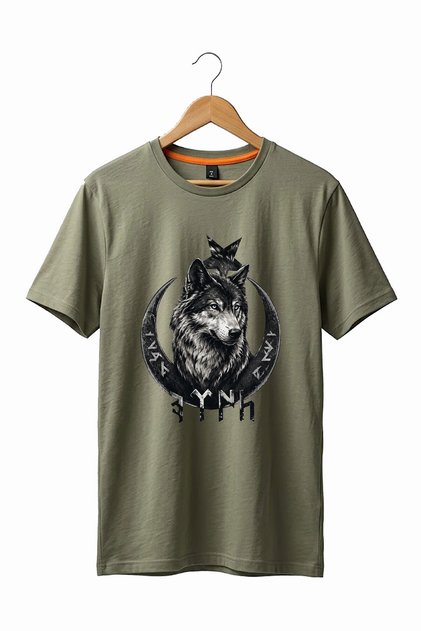 Turkish Written Bozkurt Turkish Flag Printed 100% Cotton Premium Khaki T-Shirt