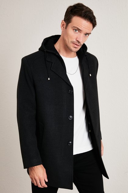 Removable Hooded Melted Slim Fit Cashew Coat Men'S COAT 5841013