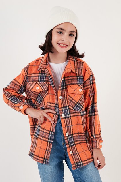 Plaid Cotton Double Pocket Winter Lumberjack Shirt Girls' SHIRT CF24W81783