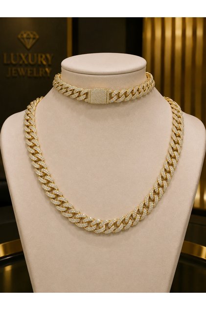 14K Altın Kaplama Gurmet Bileklik ve Kolye Seti