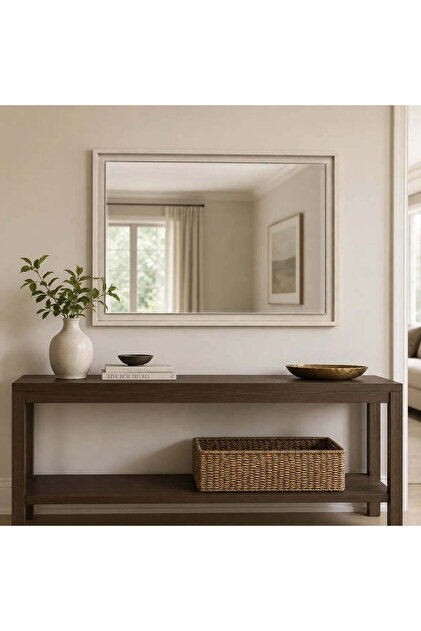 High Point Wall Mirror, This Mirror Features a Modern Design,Width 120cm X Depth 75cm X Height 4.2cm, Beige