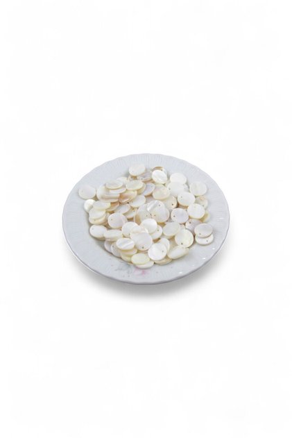 10 mm Yandan Delikli Krem Boncuk (40 Adet)