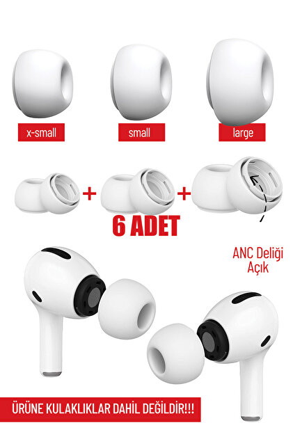 小物 DEMIU Airpods Case Nezih Case AirPods Pro / Pro 2 Uyumlu Anc Delikli 3 Çift (XS,S,L