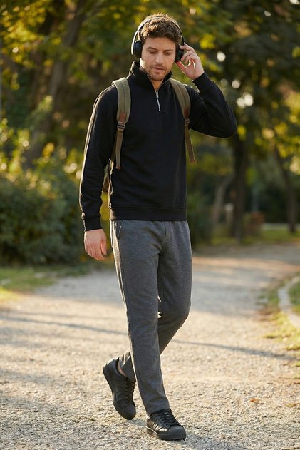 Cotton Regular Fit Normal Waist Hooded Sweatpants Men's Sweatpants 5908040