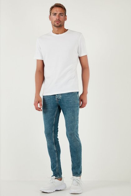 Stretch Cotton Slim Fit Regular Waist Narrow Leg Jeans Men's Denim Trousers 1124S52Napoli