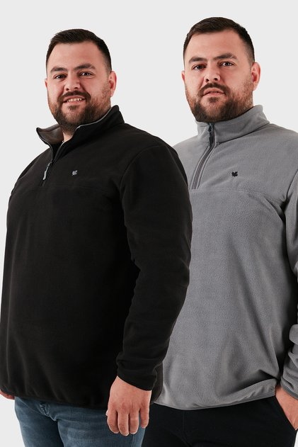 Regular Fit Anti-Pilling Plus Size Fleece-Lined Cold-Proof 2-Pack Fleece Men's Polar 59