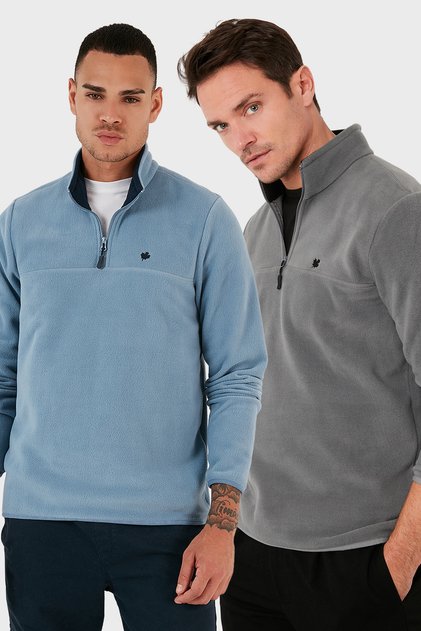 Slim Fit Anti-Pilling Non-Pilling Fleece-Lined Cold-Proof 2-Pack Fleece Men's Pola
