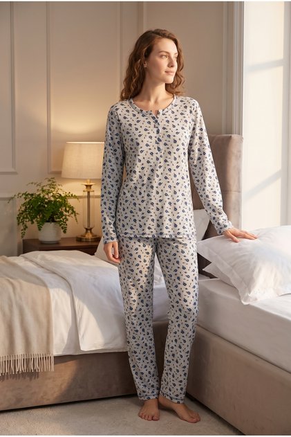 100% Cotton Long Sleeve Women's Pajama Set 98280