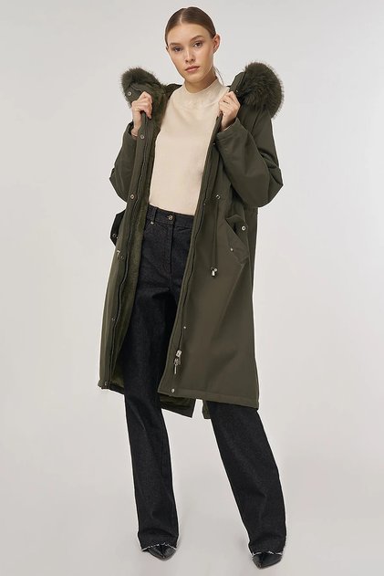Pocket Detailed Anorak Coat Khaki