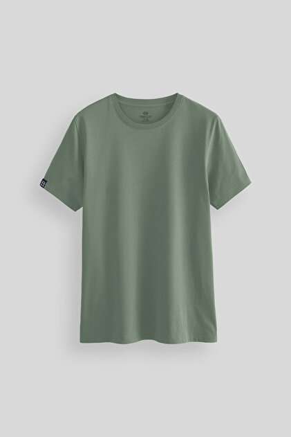 Light Green Men's Basic Short Sleeve Standard Size O Neck T-Shirt - 87911