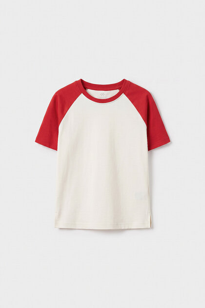 Ecru-Fiesta Standard Fit Raglan Sleeve Girls' T-Shirt - 75180