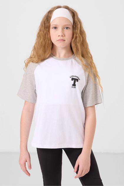 White O-Neck Cotton Printed Comfortable Form Fit Girls' T-Shirt - 75179