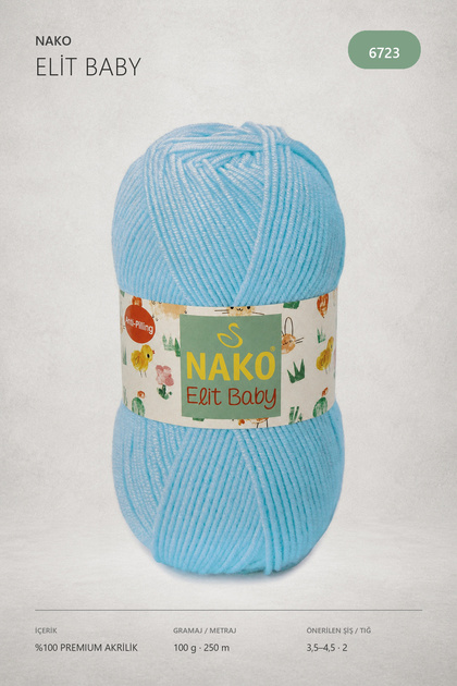 N.Ako Elit Baby Anti Pilling Non-Pilling Baby Floss 6723 Sky Blue
