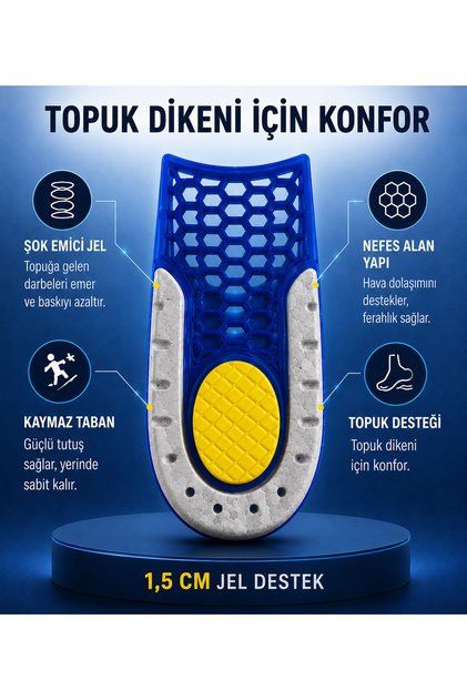 Topuk Dikeni İçin Konfor ve Destek – Ortopedik Jel Tabanlık – Topuk Destekli, Darbe Emici – Kadın Erkek Unisex